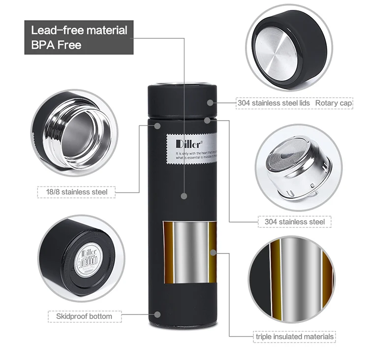 Chinese 500 ml tea strainer infuser stainless steel metal vaccum thermo bottle with tea filter infuser