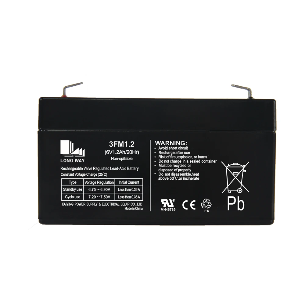 Low Self-discharge 6V 1.2Ah GEL Rechargeable UPS backup batteries 3FM1.2 LONGWAY for Lead acid Battery