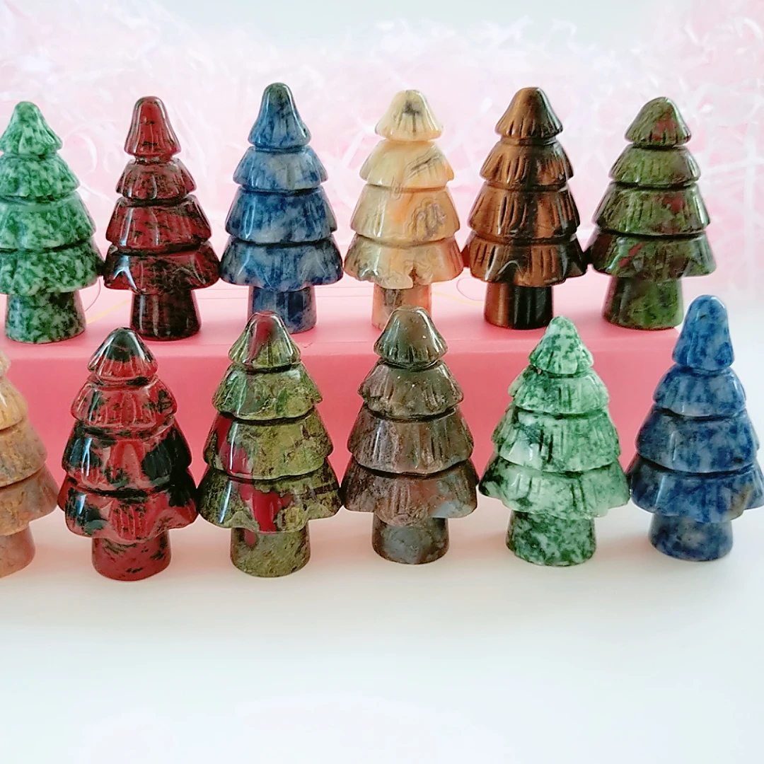 High quality Crazy agate crystals healing stones tree Engraving Healing statue for fengshui ornament