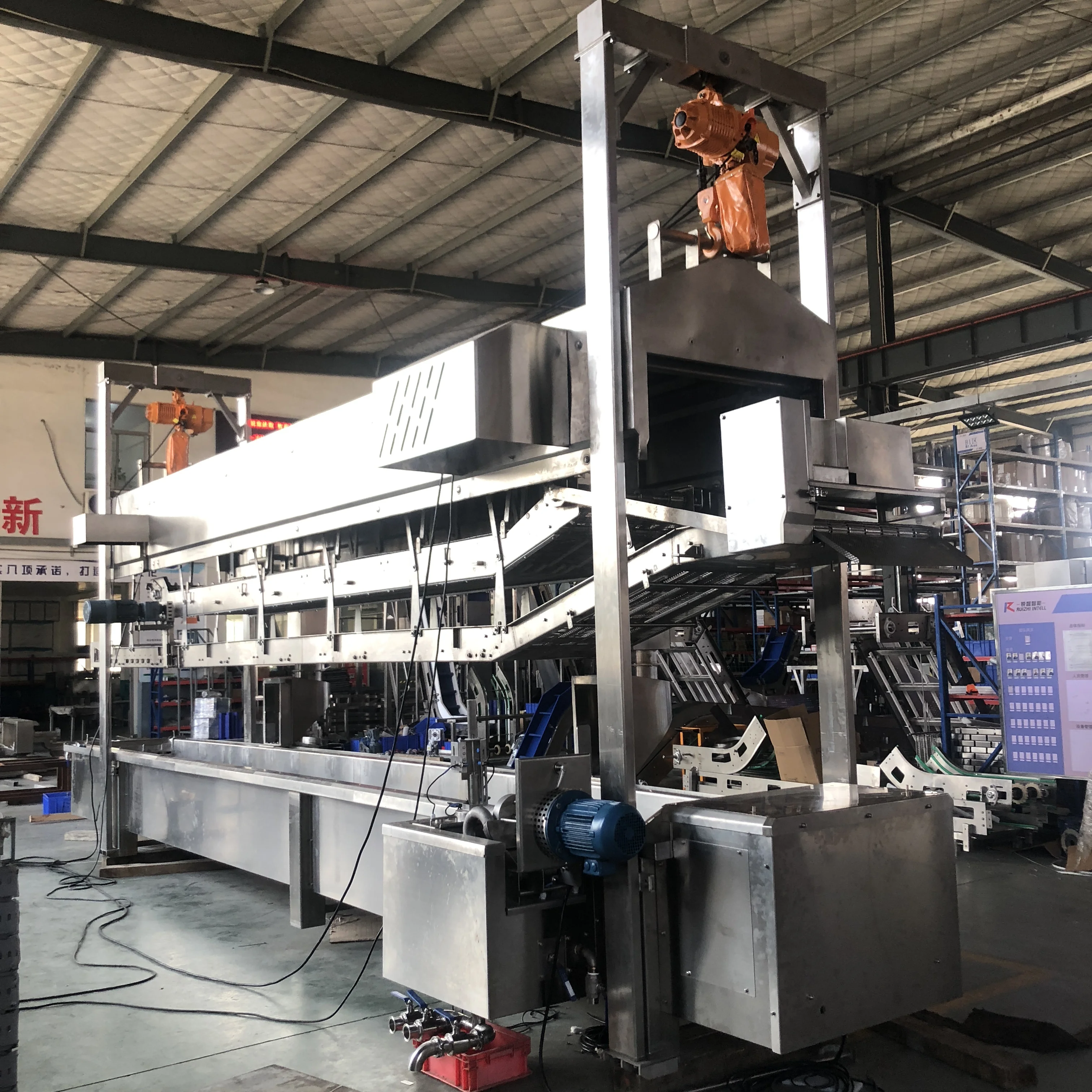 french fries production line  electric potato chips  continuous frying machine