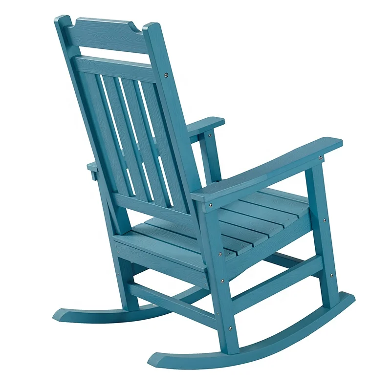 Blue Folding Waterproof Plastic Wood Outdoor Swimming Pool Furniture Hdpe Recycled Rocking Chair