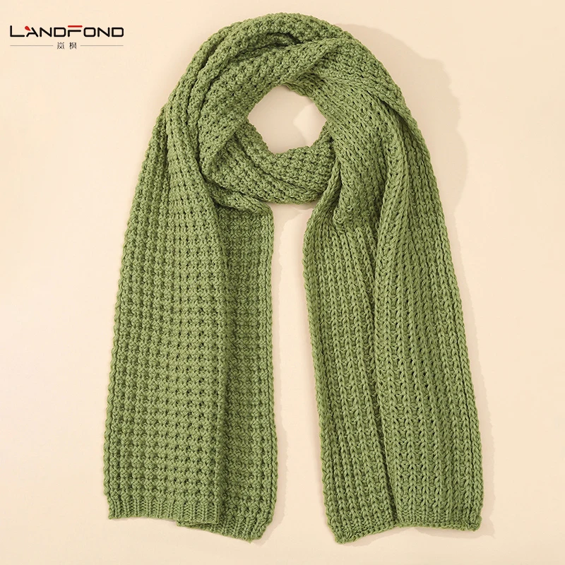 Landfond high quality custom knit scarves chunky winter scarf for ladies women long scarves