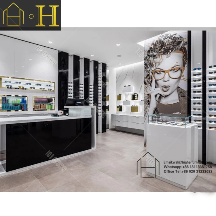 Customized wall mount eyeglass display sunglass shop interior design optical design shop