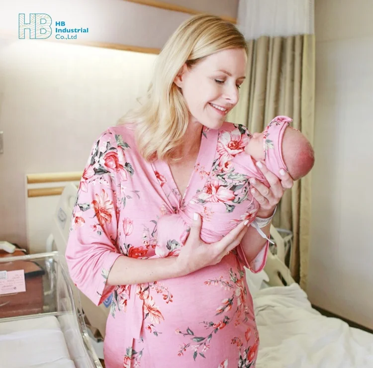 Matching 4-Piece Mommy Robe and Swaddle Set