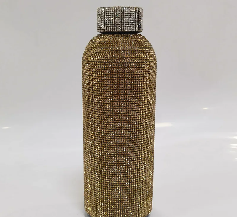 Small mouth bottle diamond-encrusted thermos cup sports bottle diamond fat thermos cup