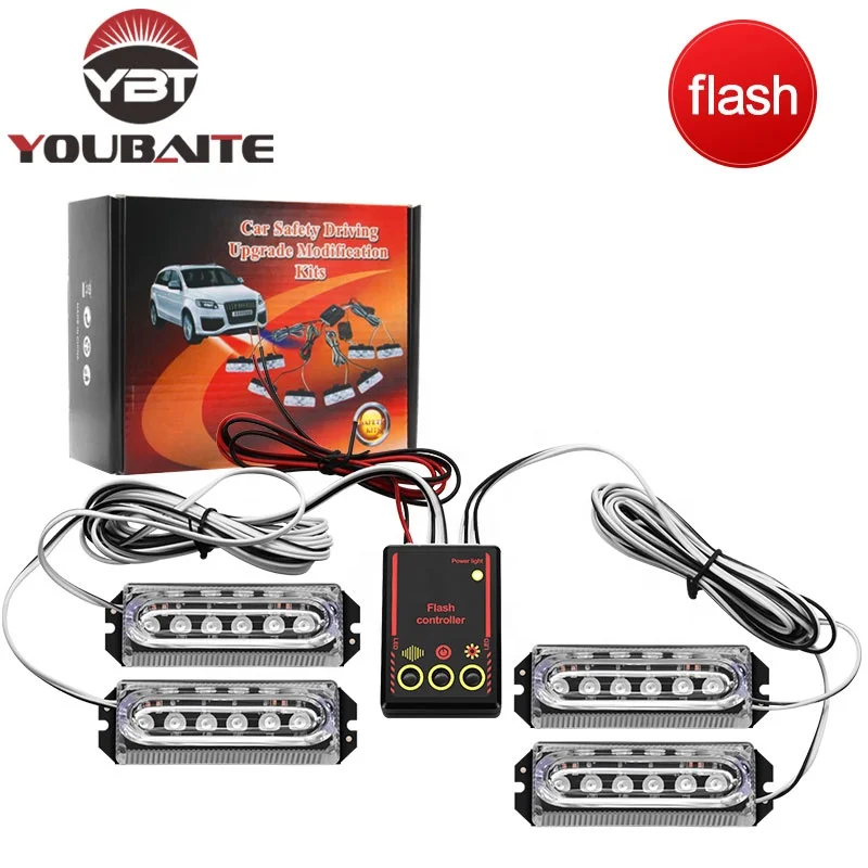 Truck Car Emergency LED Light 6LED Amber White Grill 12V Side Marker Strobe Light Bar Tow Beacon Warning Hazard Flash