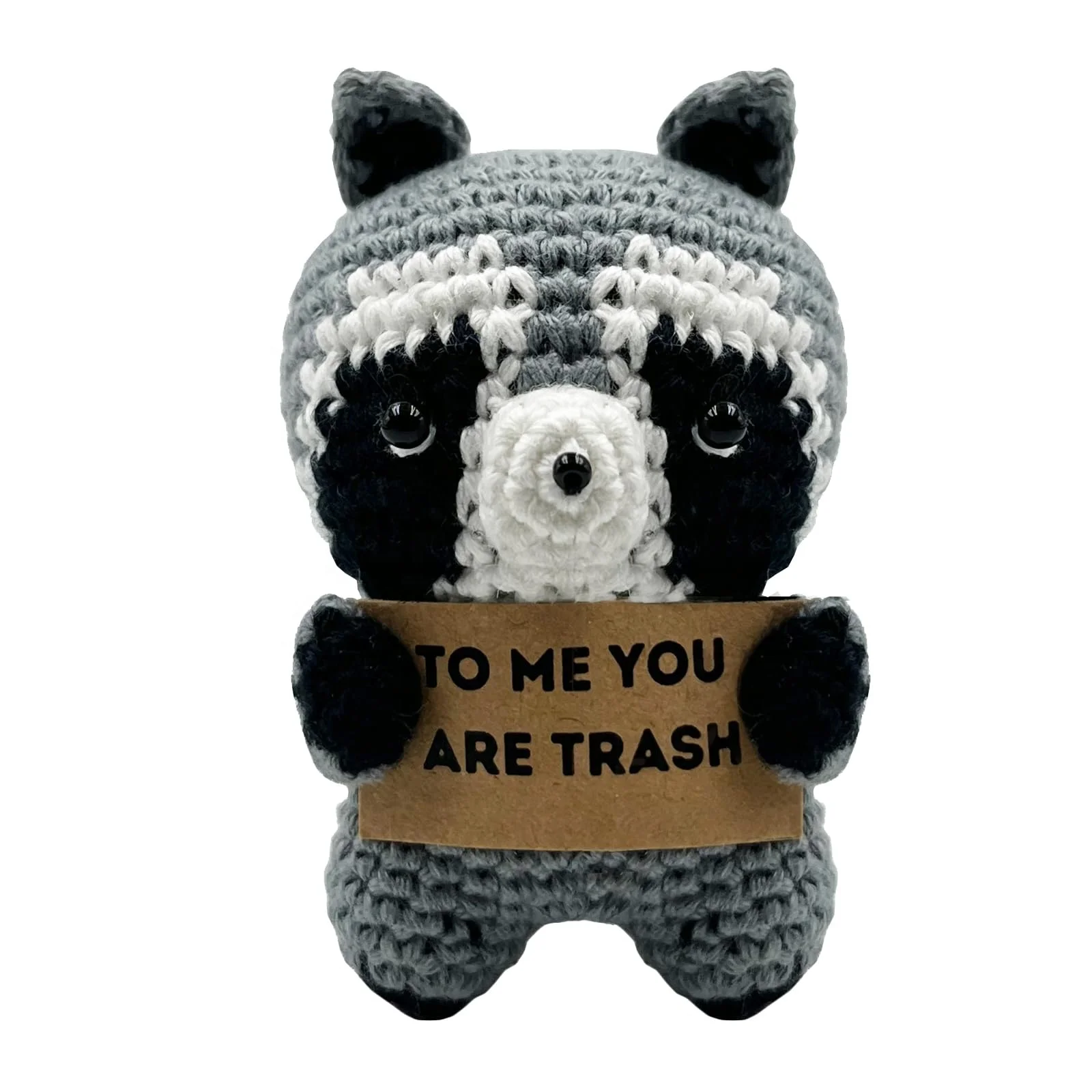 Handmade Cute Crocheted Finished Positive Potato Raccoon Plush Doll Pocket Hug Token Stress Squeeze Balls Valentines Day Gifts