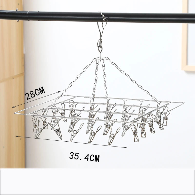 Round 30 Clips Drying Socks Stainless Steel Coat Hanger/Coat Hangers White Stainless Steel Coat Hanger Stand