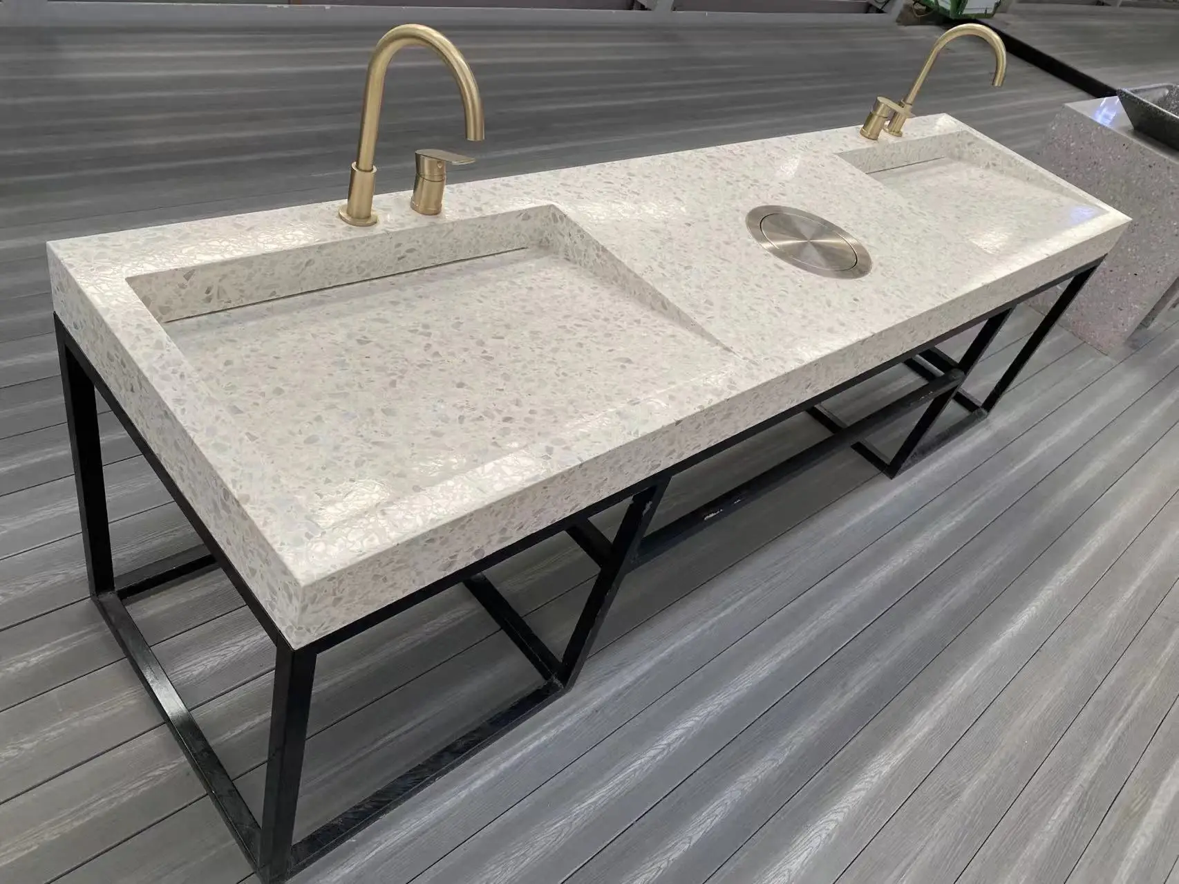New Design Customized White Rectangle terrazzo stone Laundry sink With Single Basin Freestanding Laundry Room