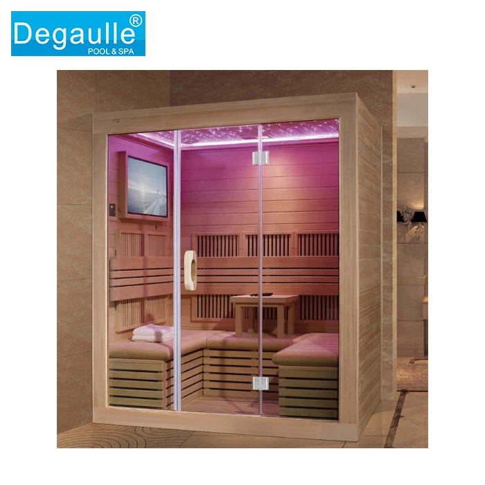 Indoor 2 person luxury bathroom sauna steam room dry sauna shower combination with sauna stove