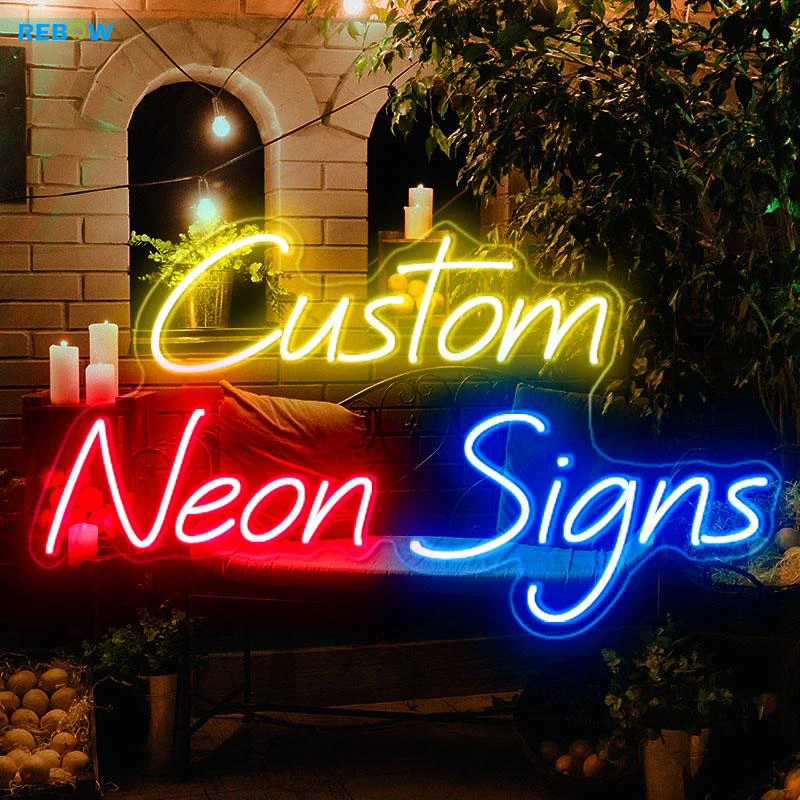 Rebow Drop Shipping Advertising Custom Logo Wedding Rgb Letters Light Led Wedding Flex Neon Sign