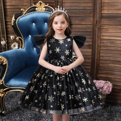 European and American style baby girl dresses party kids dress princess snowflake pattern dress for child