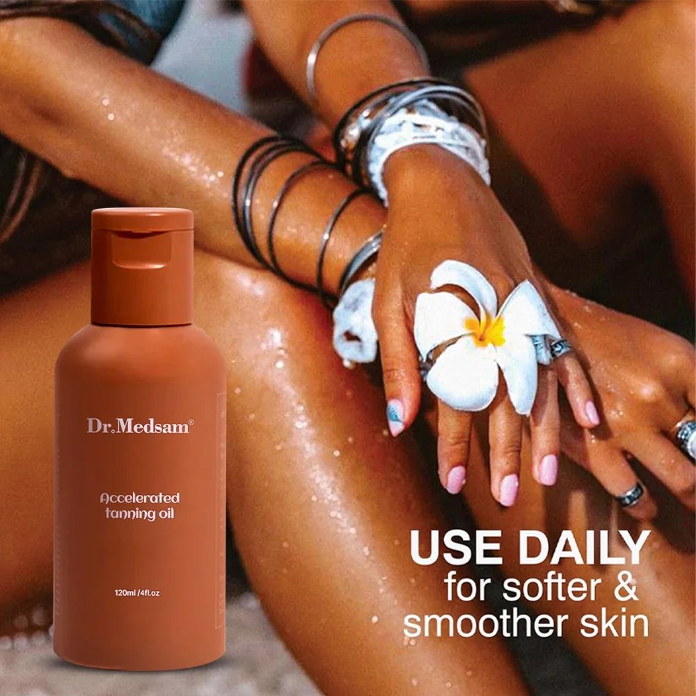 Vegan Natural Organic Accelerator Sun Tanning Oil Fast Bronze Tan Body Tanning Lotion OEM