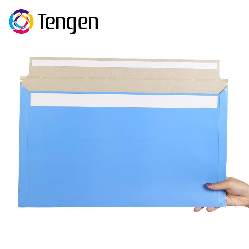 Новый продукт Tengen биоразлагаемый светло-голубой жесткий упаковочный конверт для