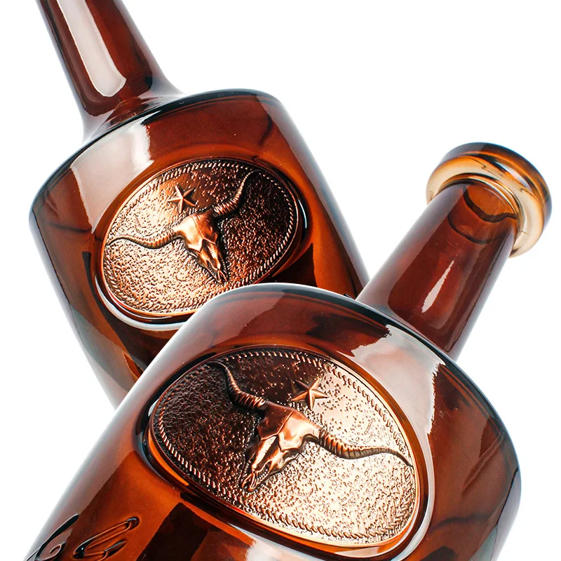Custom 3d embossed metal label brandy vodka whisky tequila gin spirits Zinc Alloy  Adhesive metal sticker aluminum label