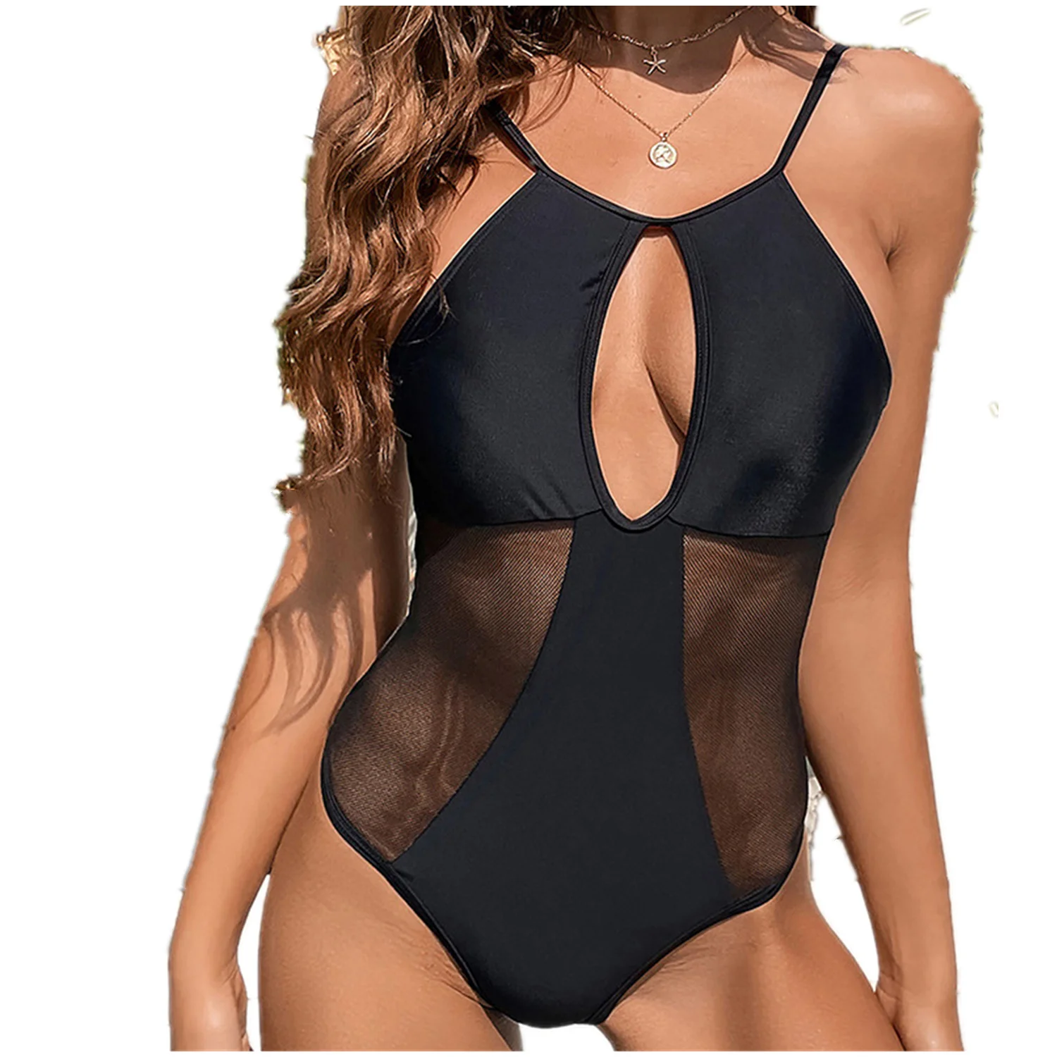 Mesh Patchwork Sexy Women Hot Beach Party Open Chest Girl Bikini