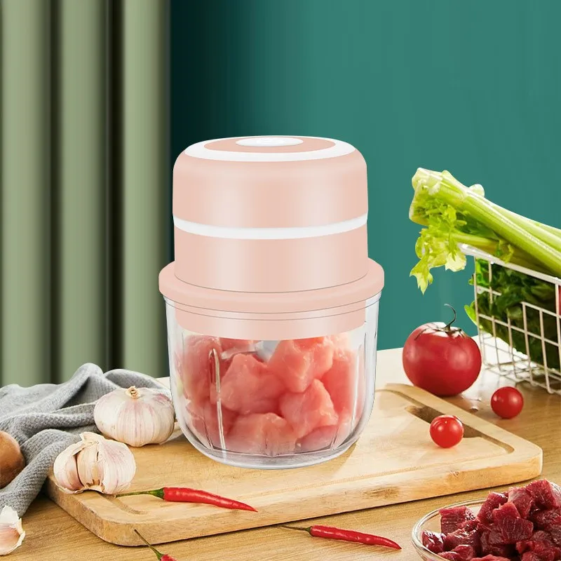 100 ML Mini Meat Onion Garlic Press Mincer Portable Plastic Multifunction Kitchen USB Rechargeable Electric Meat Mincers