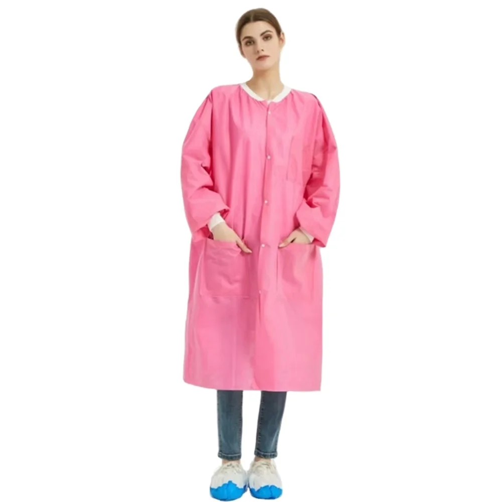 New Released Factory Supplier OEM Service Support Laboratory Work Clothes PP SMS Disposable ESD Lab Coat