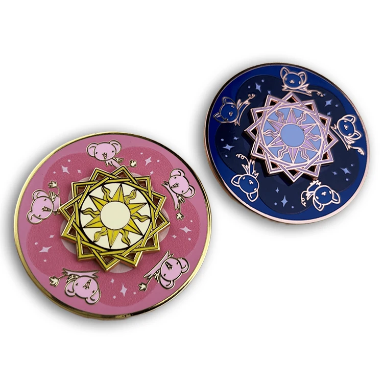 Trendy Japan Anime Cartoon Characters Creative Spinner Enamel Pin Rotatable Functionality Metal Spinning Hard Enamel Pin