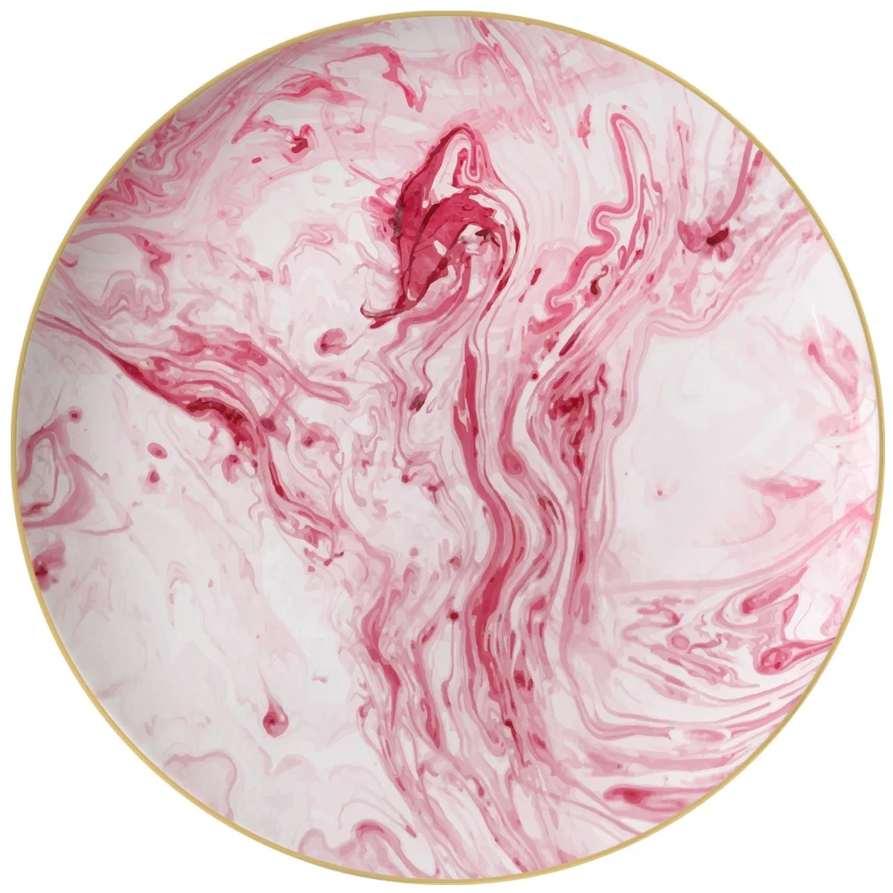 Fantasy pink color marble dessert dish wedding ceramic dinnerware set