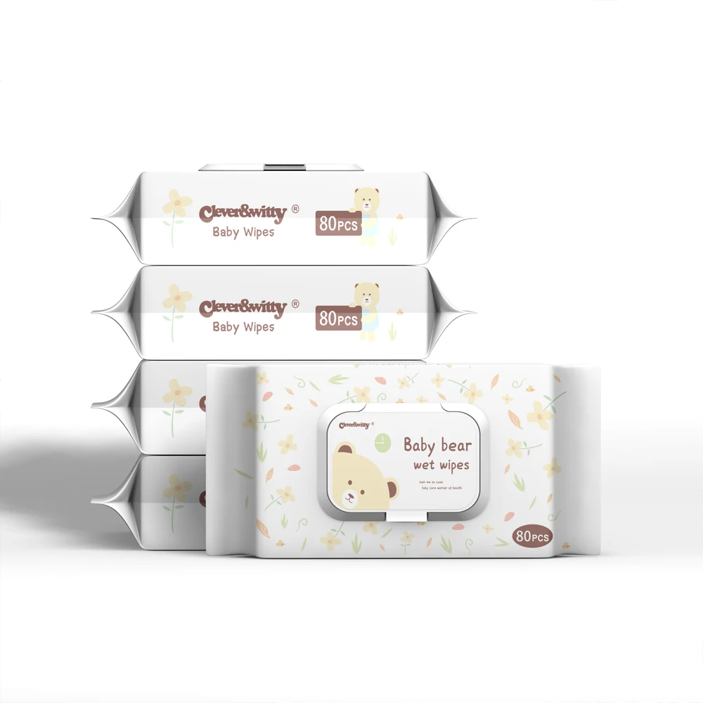 100% bamboo organic bamboo fiber small packing water wipes wet paper napkin flip-top packs baby wipes