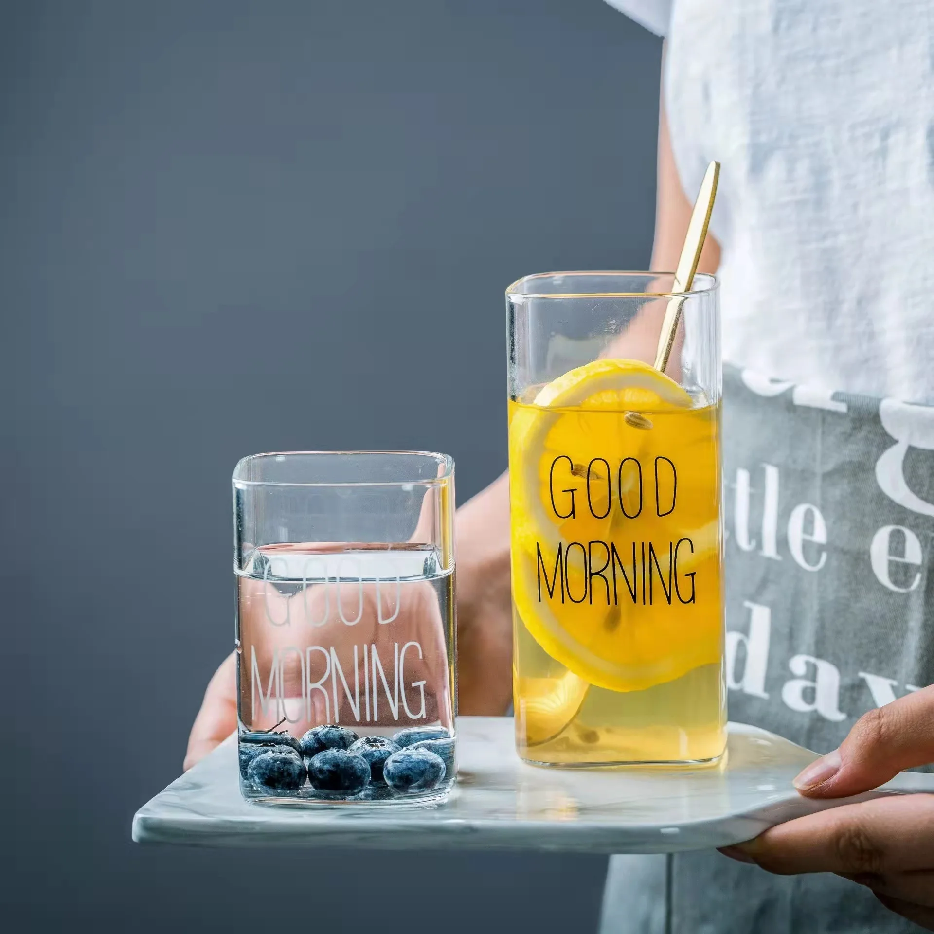 Хит продаж квадратная кружка для воды с надписью «Good Morning» без свинца прозрачная питья прямая чашка сока молока чая кофе
