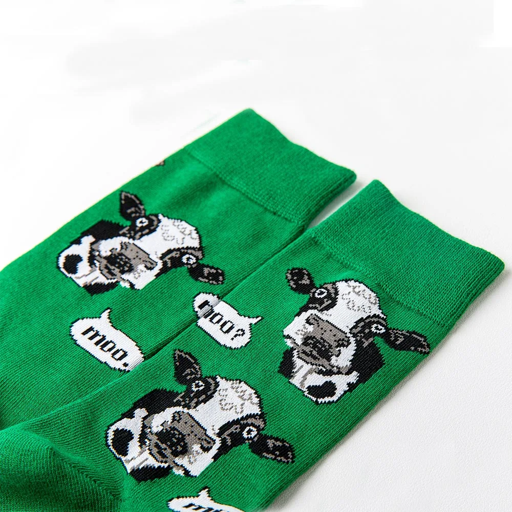 Изготовленные На Заказ Зеленые Чулочные изделия Мультяшные милые корейские необычные женские носки