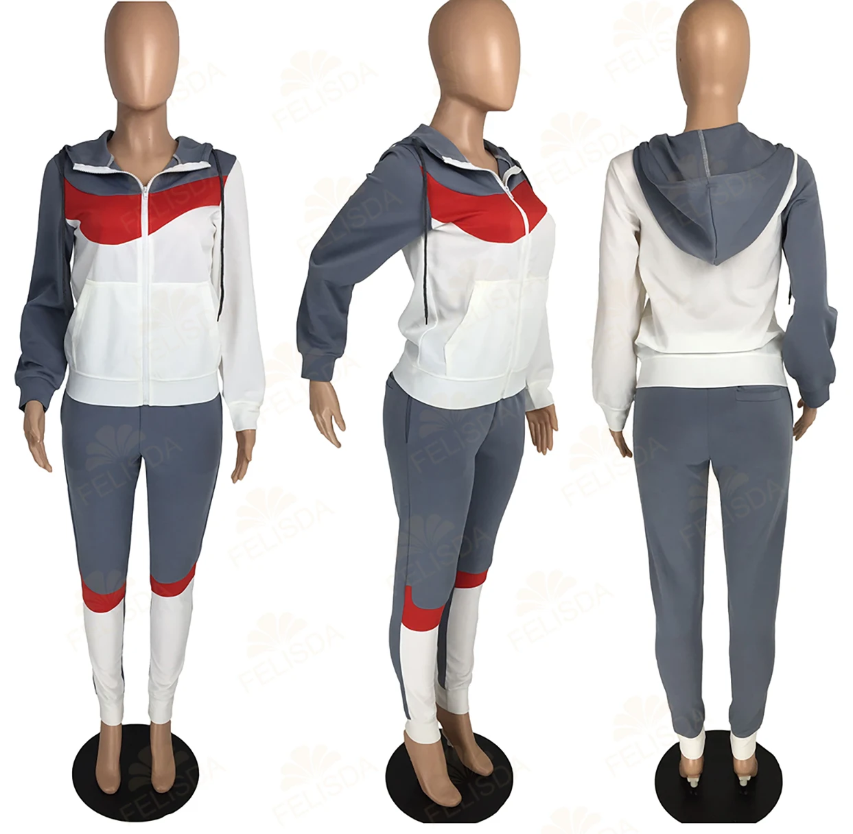 Brand Custom Women Hoodies Two Piece Set Sweat Suits Zipper Jacket Winter Fall Clothing 2021 Fashion Joggers Tracksuit Set