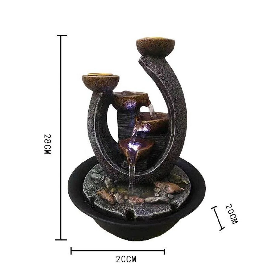 Wholesale Fengshui Tabletop Water Fountains Indoor Relaxation Waterfall Fountain With Candle Holder and Light For Home Decor