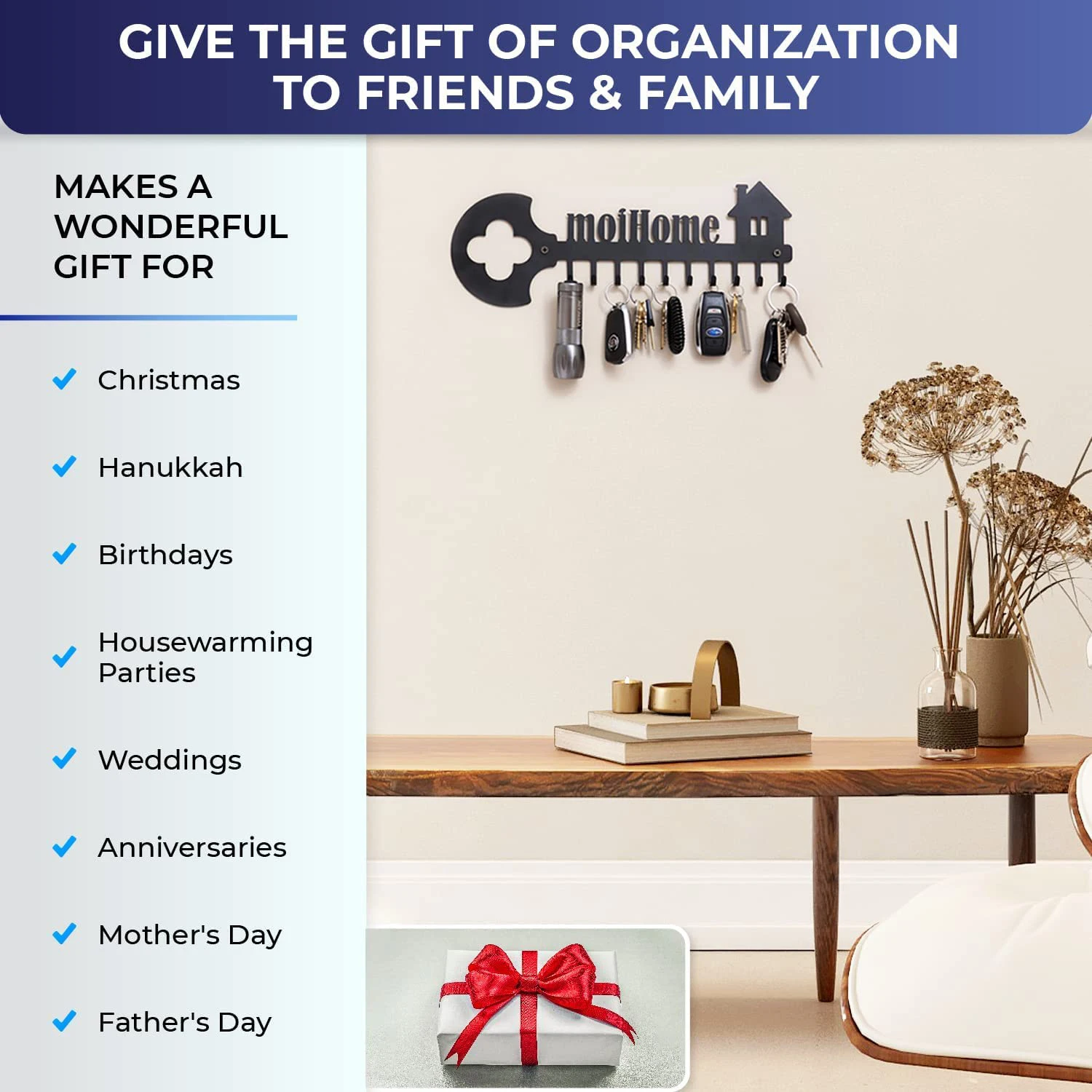 Key Organizer Wall Mount Rack - Decorative 10 Hook Iron Key Ring Holder for Wall - Ideal for Entryway Front Door, Kitchen.jpg