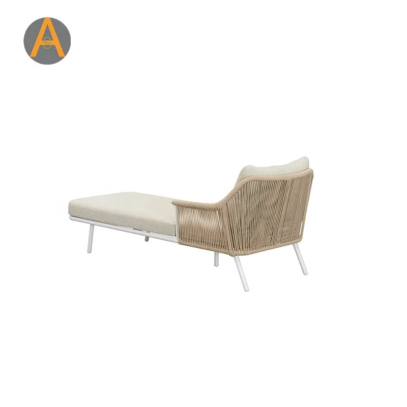 New Design Outdoor Furniture Beach SunBed Aluminum Rope Woven Outdoor Patio Pool Sun Lounger