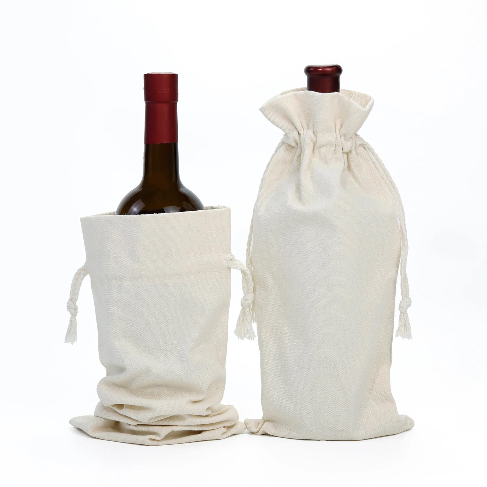 High Quality White Cotton Red Wine Canvas Dust Bag for Wedding Drawstring Pouch Plain Tote Bag Cotton with Logo Printing