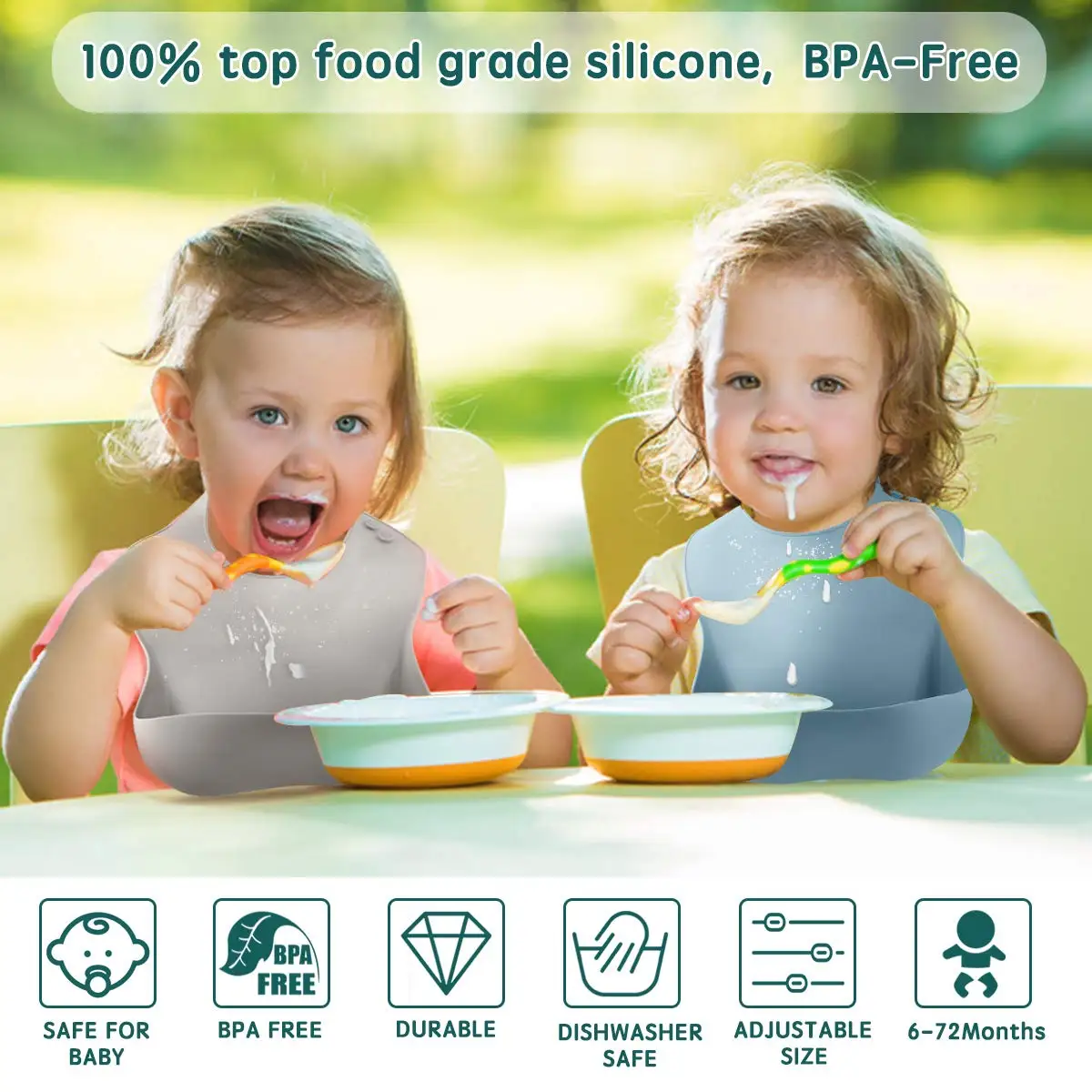 Amazon hot sale reusable easy clean bibs silicone baby bib