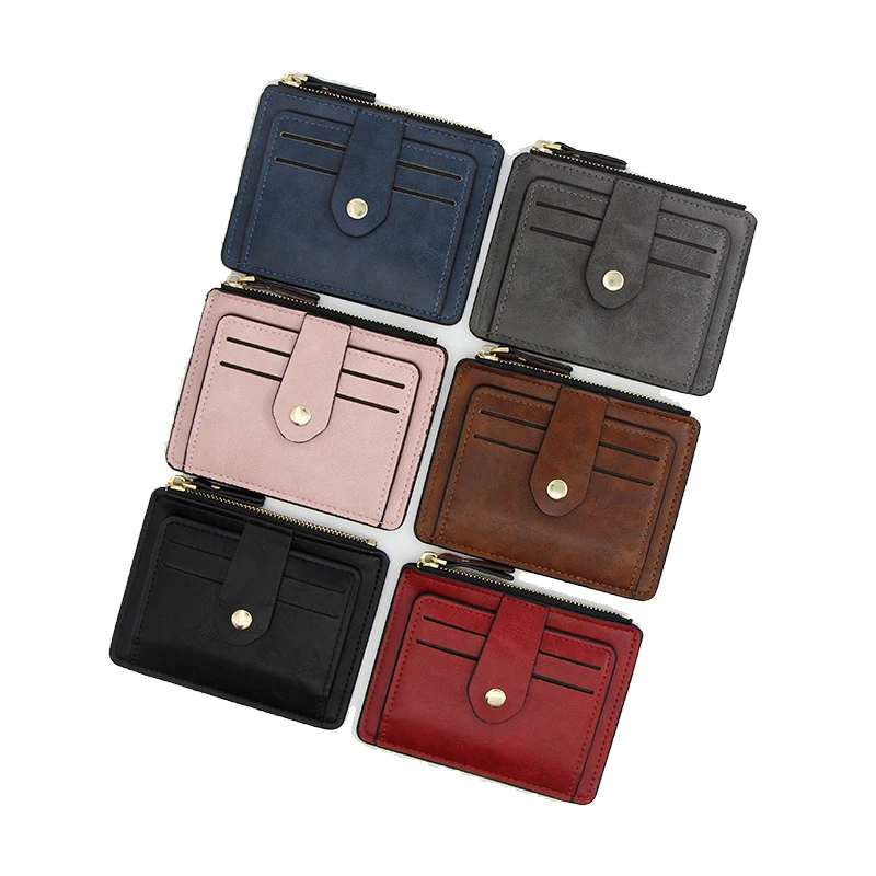 Minimalist PU Leather Wallet Credit Card Holder Short Wallets Unisex Fashion Zippers Coin Purses Drops-hip Wallet
