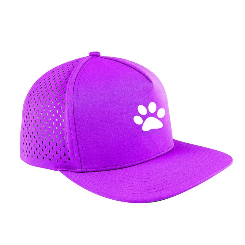 Custom 5 Panel Black Structured Embroidery Quick Dry Baseball Dad Hat Outdoor Sport Caps Perforated Hole Laser Drilled Gorra