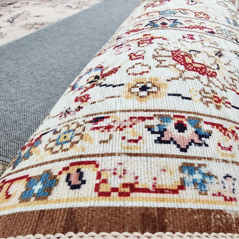 Soft Mat Traditional Retro Accent Rug Floral Printed Floor Cover Non Slip Carpet Persian Rug Turquoise Indoor Vintage Rugs