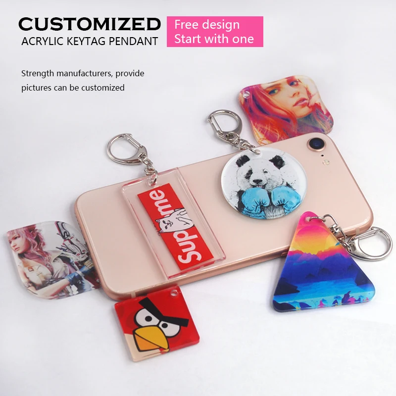 
Customized logo key chain charms flower anime photo round glitter rectangle cute hotel motel clear blank custom acrylic keychain 