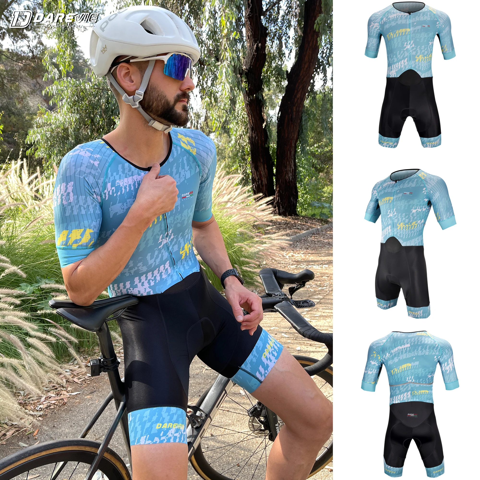 Darevie Custom Breathable Durable Quick Dry Men Short Sleeve Triathlon Wear Tri Suit Manufacturers Oem