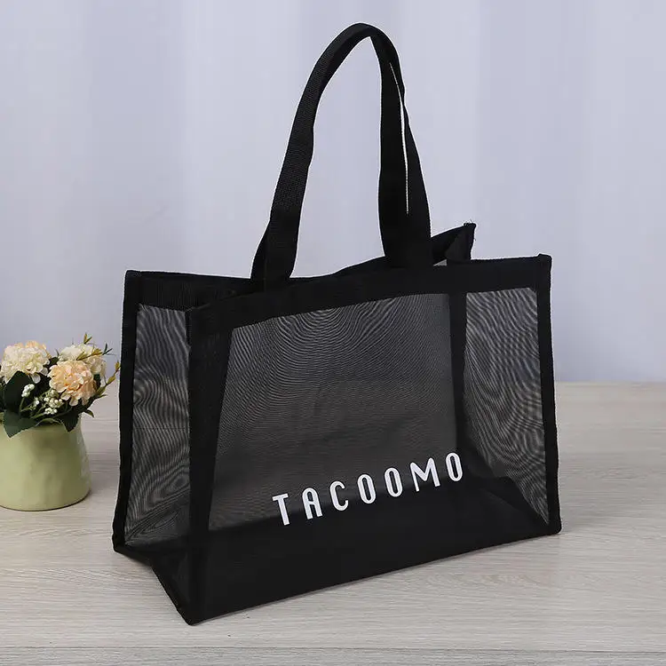 Cheap High quality custom design with logo reusable nylon wire mesh beach shopping tote bag Mesh Beach Bag