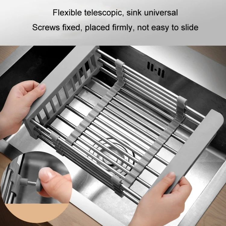 Cheaper price Home Kitchen Drainage Rack Stainless Steel Retractable Sink Shelf Flatware Storage Organizer