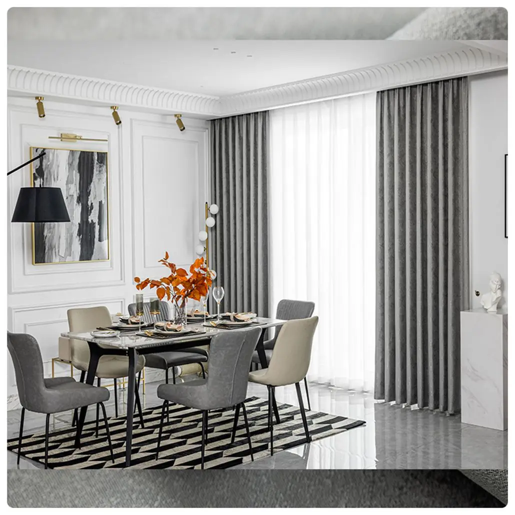 Factory Supply High Quality Jacquard Black out door curtains for Home