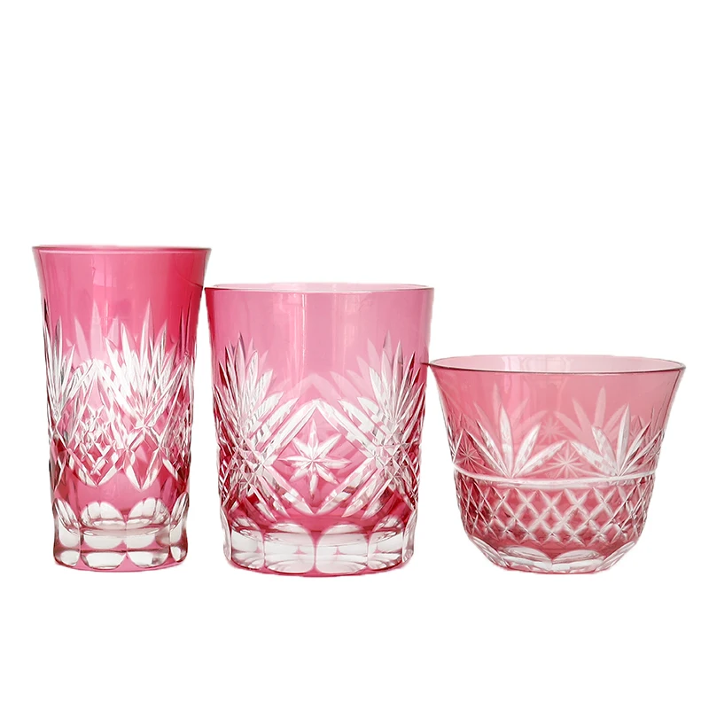 180 мл 120 230 японский Эдо Кирико стекло ручной работы; Цвет: розовый золотистый; Очки холодный чай чаша ради виски винный стакан синого водоворота