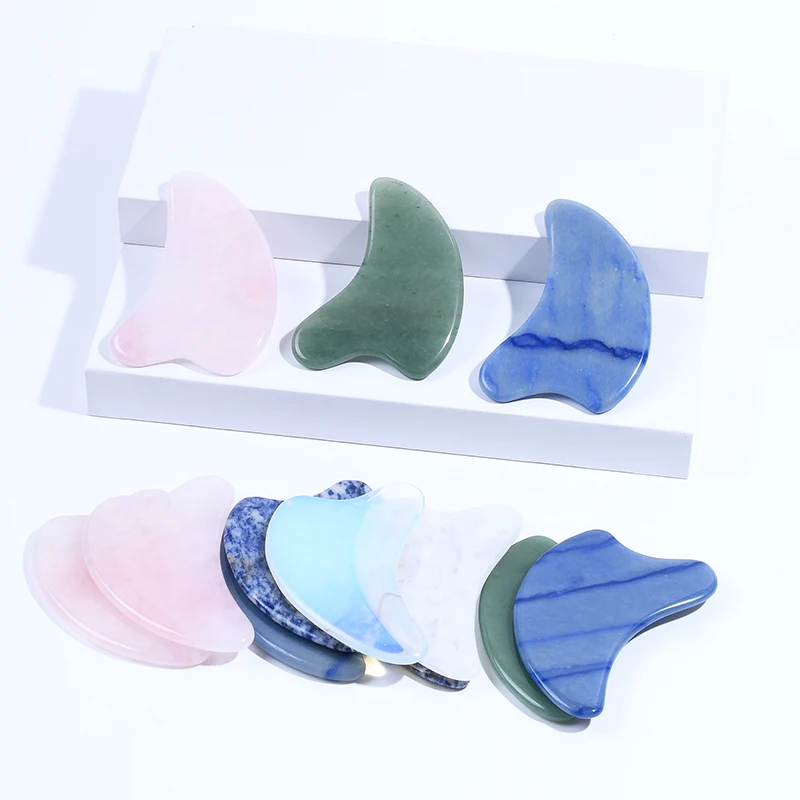 Rose Quartz Gua Sha Face Massager Wholesale Dolphin Shape Pink Jade Guasha Tool High Quality Gua Sha Jade