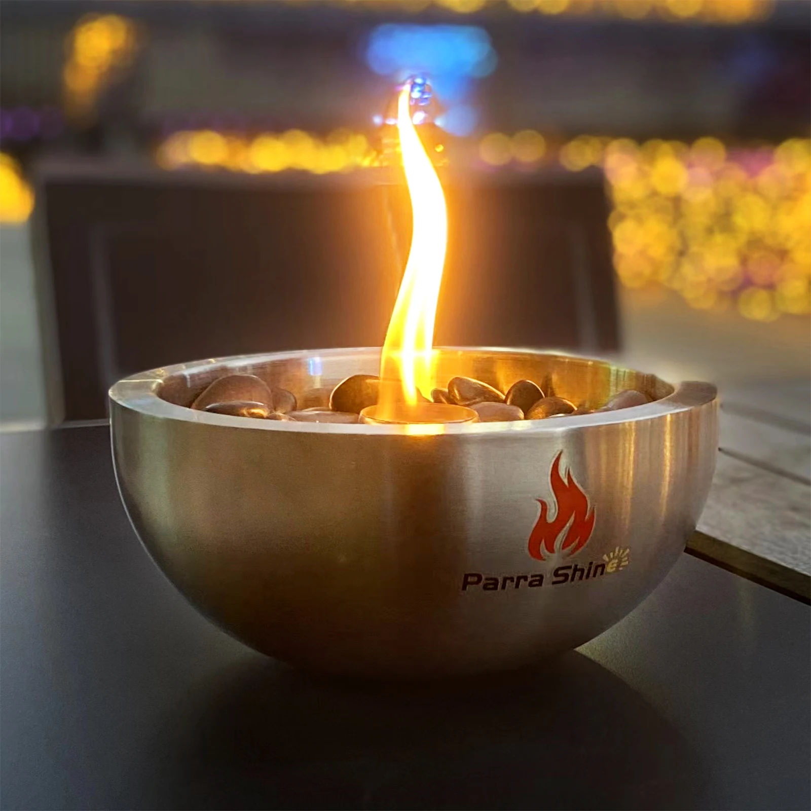 Portable tabletop fireplace, mini table top fire pit bowl, Use with Gel Fuel Cans, Bioethanol or Isopropyl Alcohol - Centerpiece