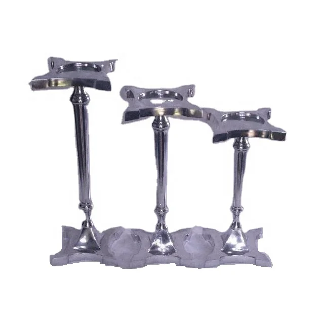 High Quality Cast Aluminum Candle Holder with Mirror Polish with Star Shape Top and Base Home Decor Diwali Festive Candle Holder