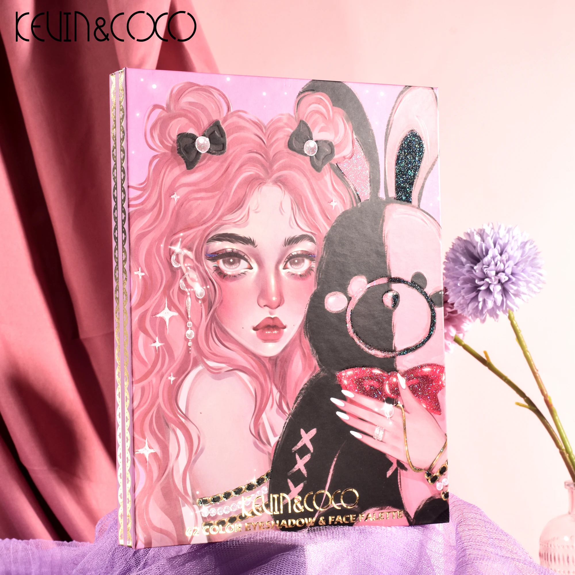 kevin and coco pallete 62 colors 4 bunny  palette  high pigmented eye shadow palette best quality sombras para ojos al por mayor