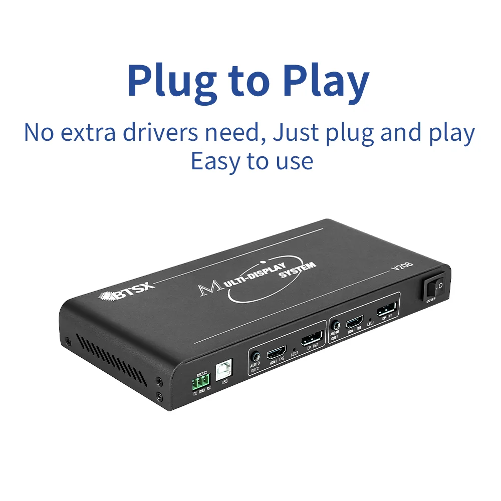 Bitvisus 8K 2x4 2x3 1x4 1x6 1x8 Point to Point HDMI DP HD Video Wall Controller 2x2