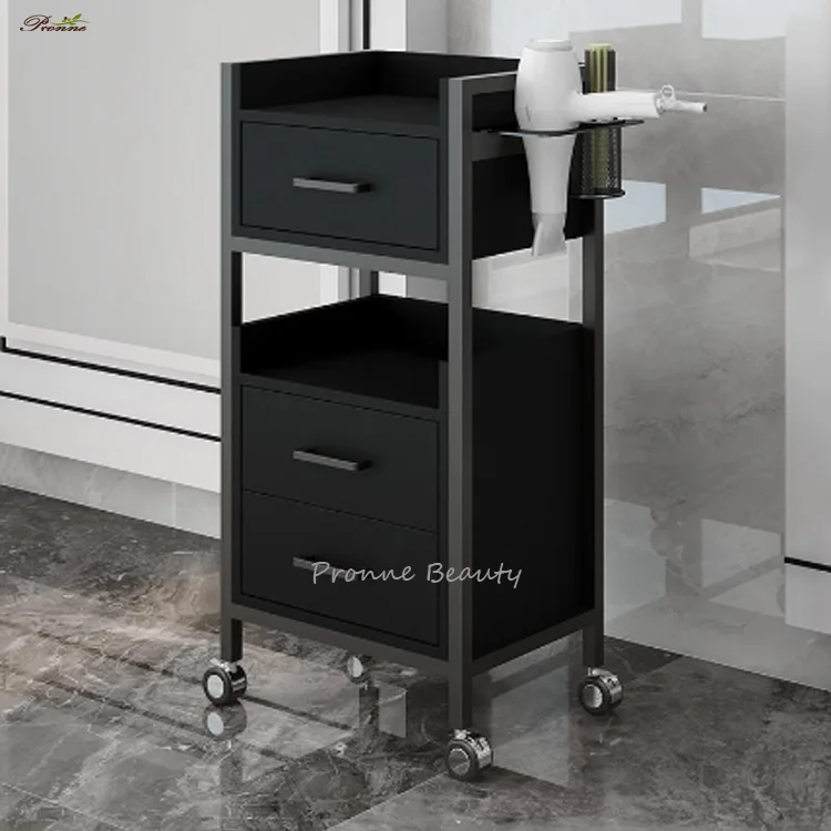modern white elegant hair salon multifunctional storage shelf barbershop trolley cabinet