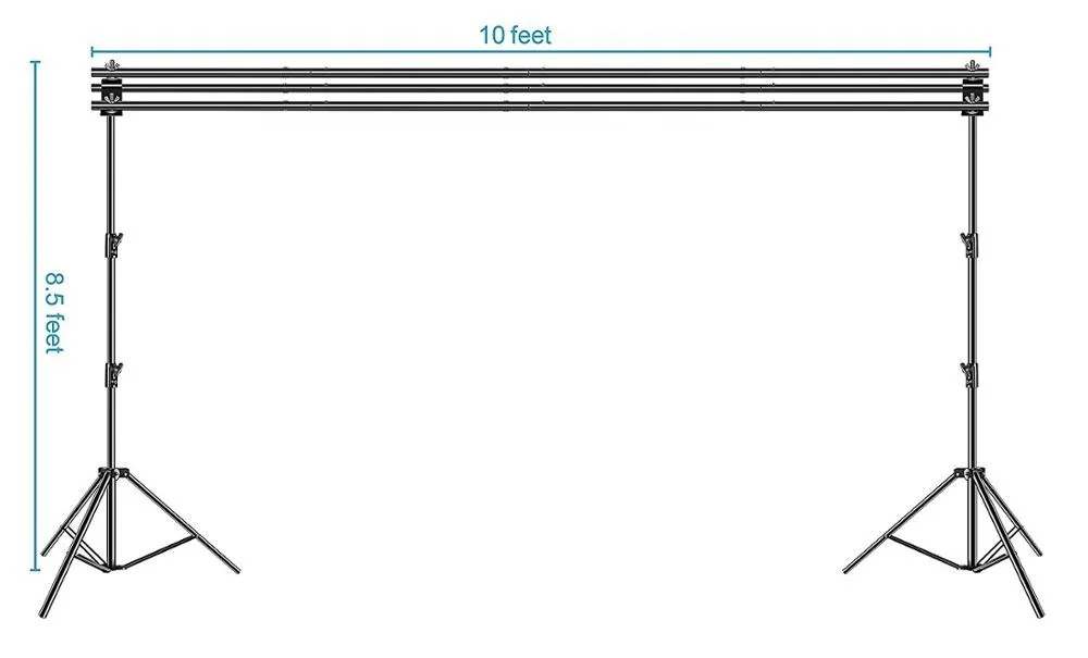 3 in 1 Multi Backdrop Stand Triple Crossbar Backdrop Stand Photo Video Studio Heavy Duty Adjustable Muslin Background Support