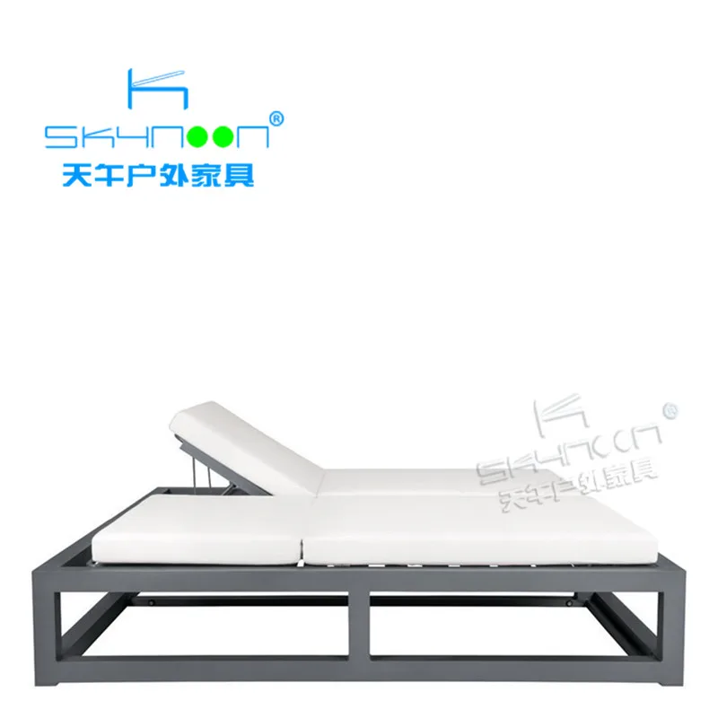 new arrival aluminium patio double chaise lounge outdoor pool sun lounger modern beach sun bed lounger double sun lounger(33017)